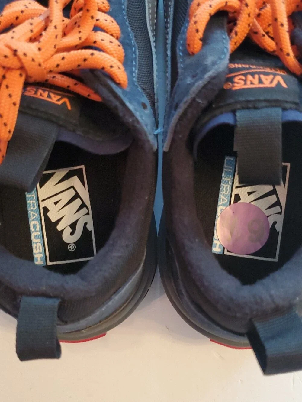 Vans Men’s Navy Sneakers with Bright Orange Laces